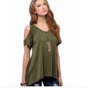 NEW cold shoulder army green shirt size M